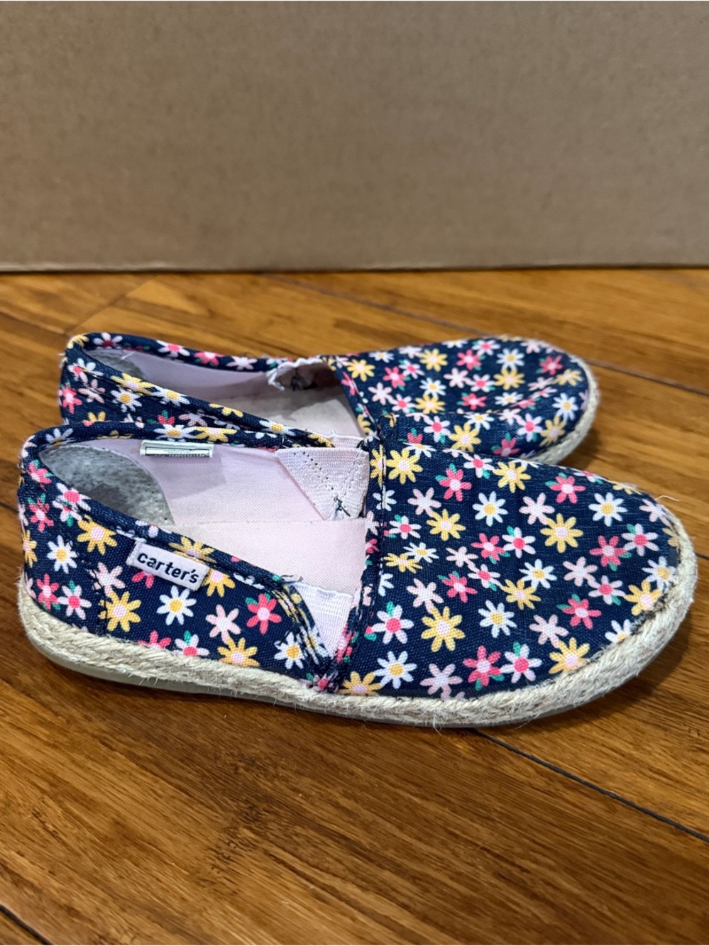 Carter's Navy Floral Slip-On Espadrilles for Kids size 12 girl